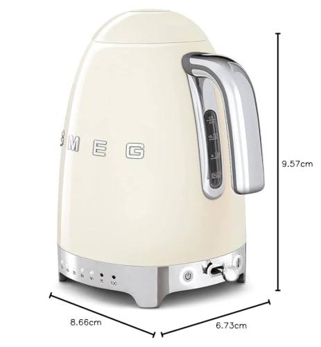 Jug Kettle, LED Display, 7 Temperature Settings, Acoustic Alarm, 3KW, 1.7L, Cream