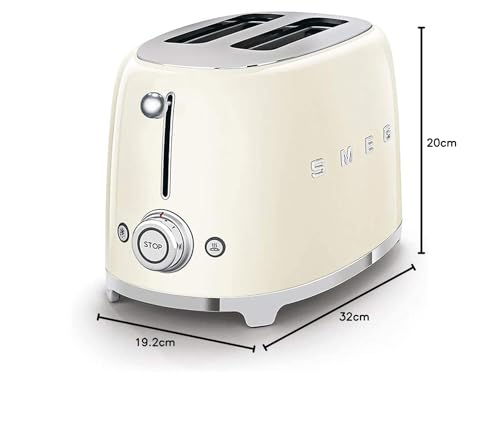 Smeg TSF01CRUK Retro Style 2 Slice Toaster - Cream