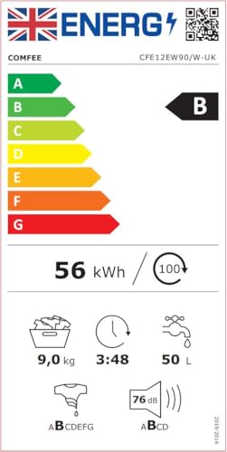 COMFEE' Freestanding Washing Machine,9KG Load,1400RPM,Steam Wash,Quick Wash