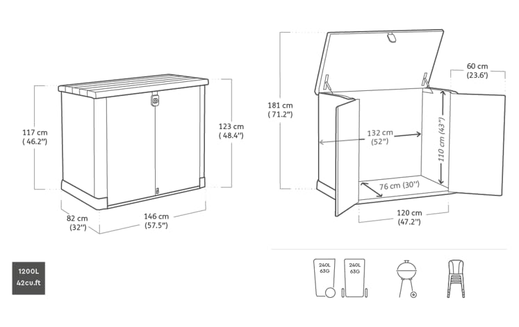 Keter Store It Out Pro Outdoor Garden Furniture Storage Shed Grey| Fade Free | All Weather Resistant