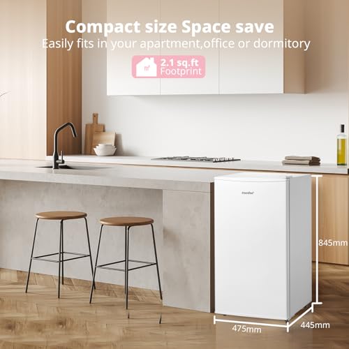 COMFEE' RCU60WH2(E) 60 Litre Freestanding Under Counter, 48cm Upright Freezer Adjustable Thermostat
