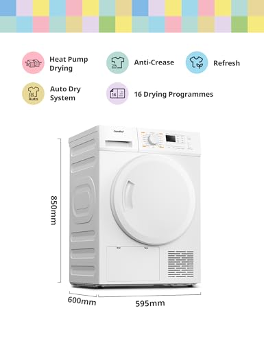 COMFEE' Freestanding Heat Pump Tumble Dryer,8kg Front Load, A+ Class, 16 Programmes