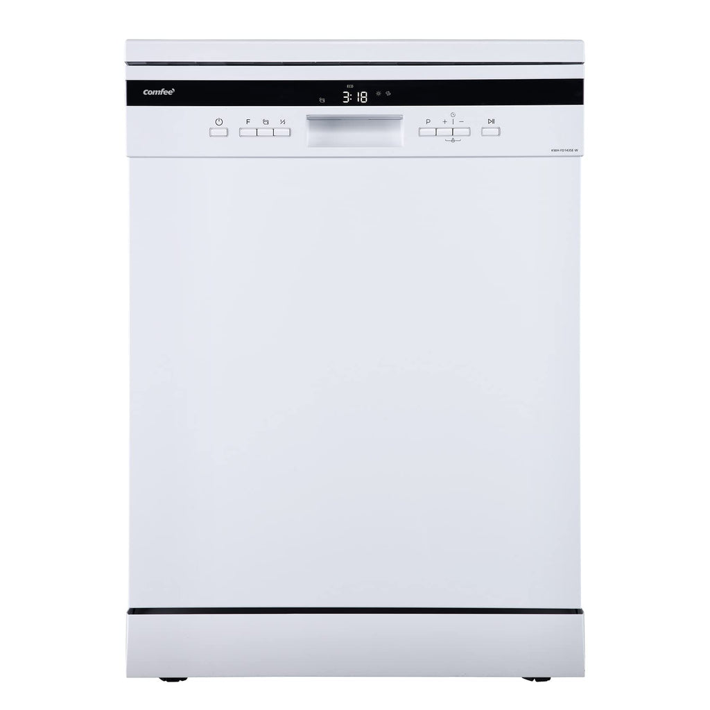 COMFEE' Freestanding Dishwasher FD1435E-W with 14 place settings, Full Size, 44dB, Wide LED Display