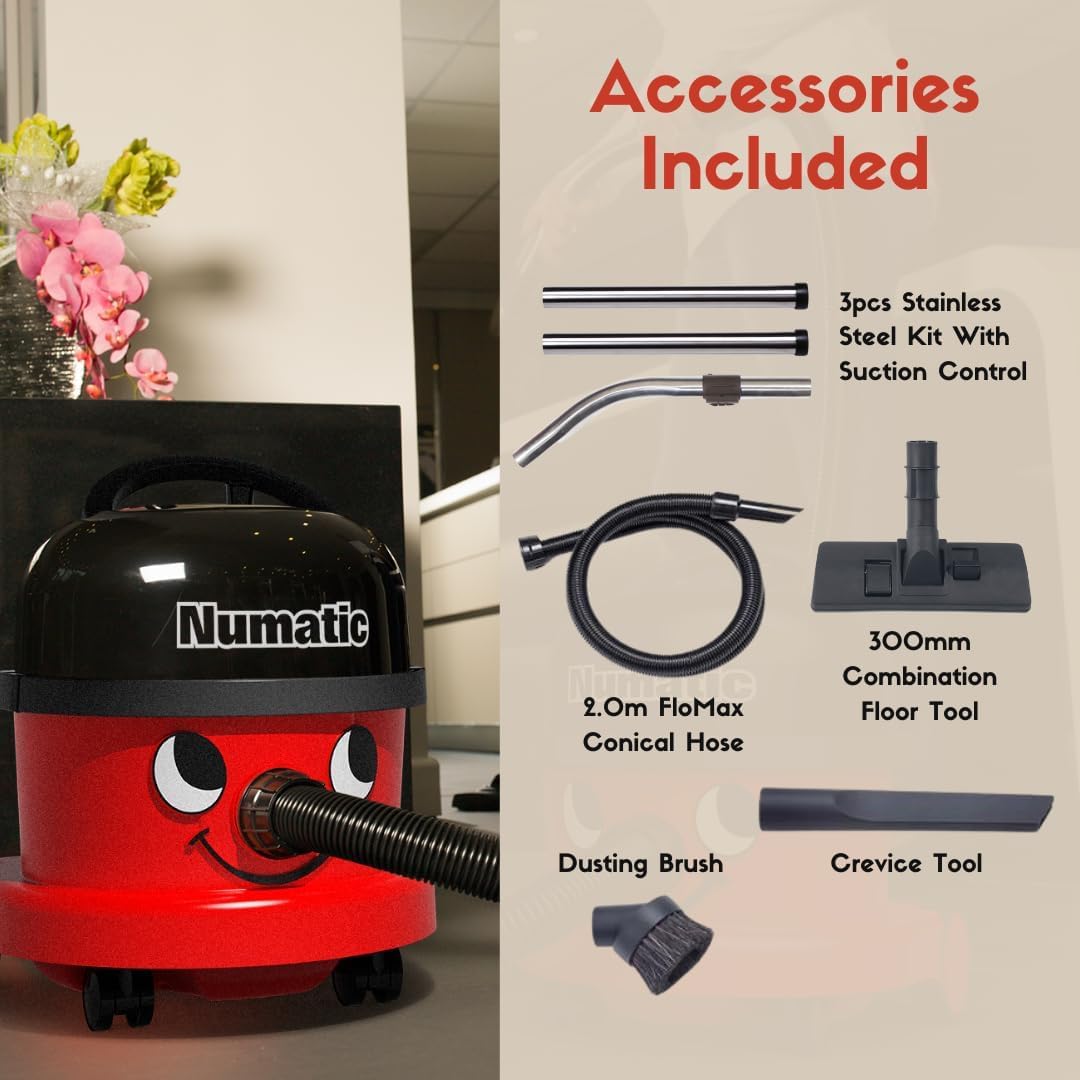 Numatic NRV240-11 Henry Vacuum Cleaner 620W 9L Commercial Dry Red + 5 Freshener Sticks