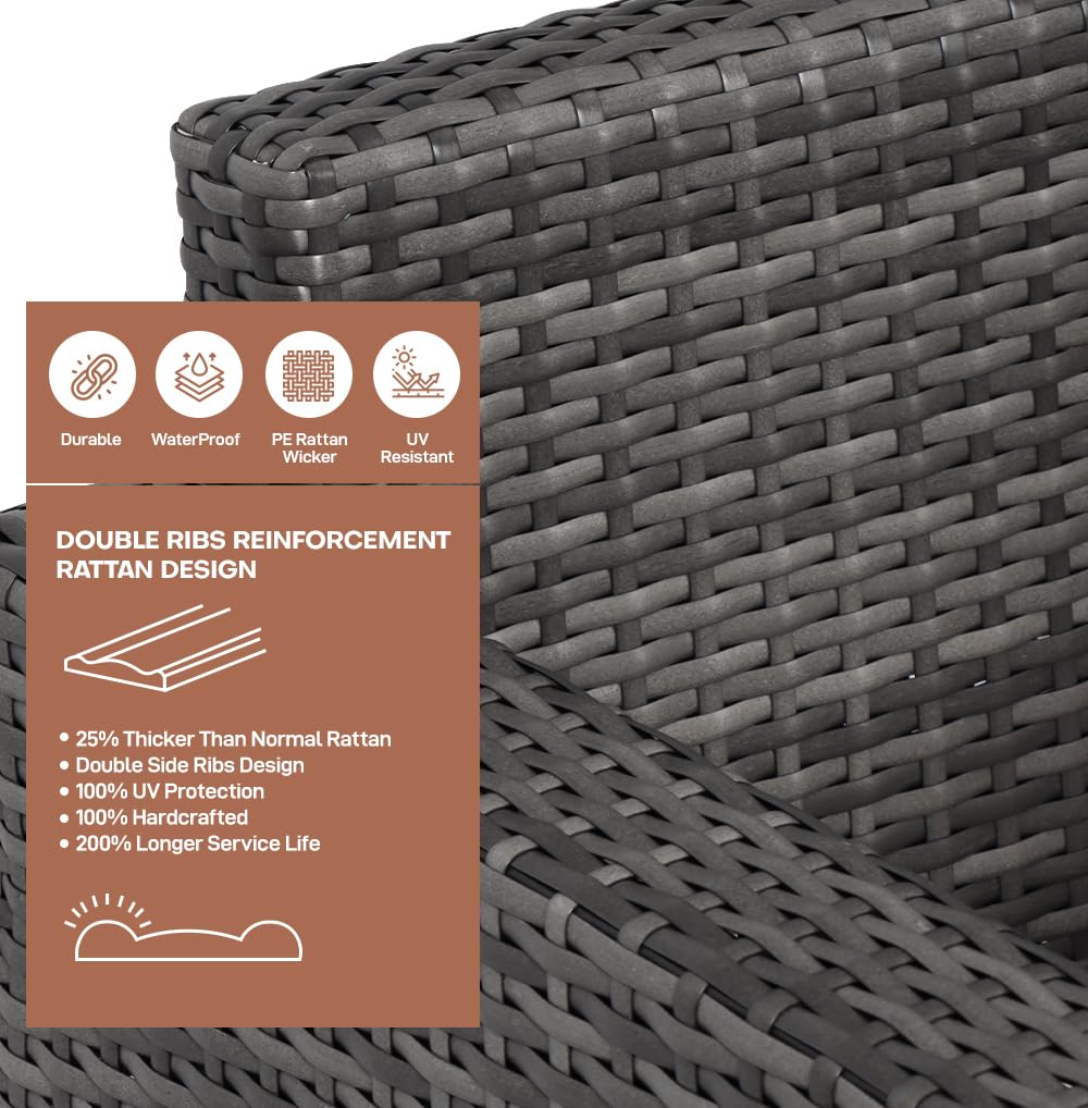 Panana Rattan Garden Sofa Set 8 Seater Outdoor Lounge Sofa with Coffee Table and Stools