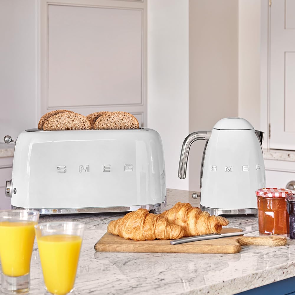 Smeg KLF03WHUK 1.7Ltr - 3kw Kettle and TSF01WHUK 2 Slice Toaster Set in White