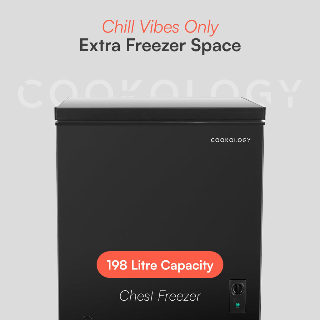 Cookology CCFZ198BK Freestanding Chest Freezer in Black - 198 Litre Capacity