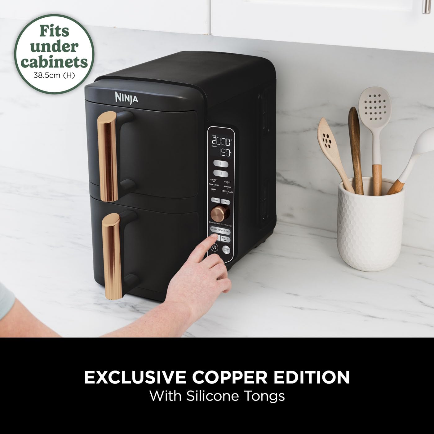 Ninja Double Stack XL Air Fryer, Vertical Dual Drawer Air Fryer with 4 cooking levels, Copper Black