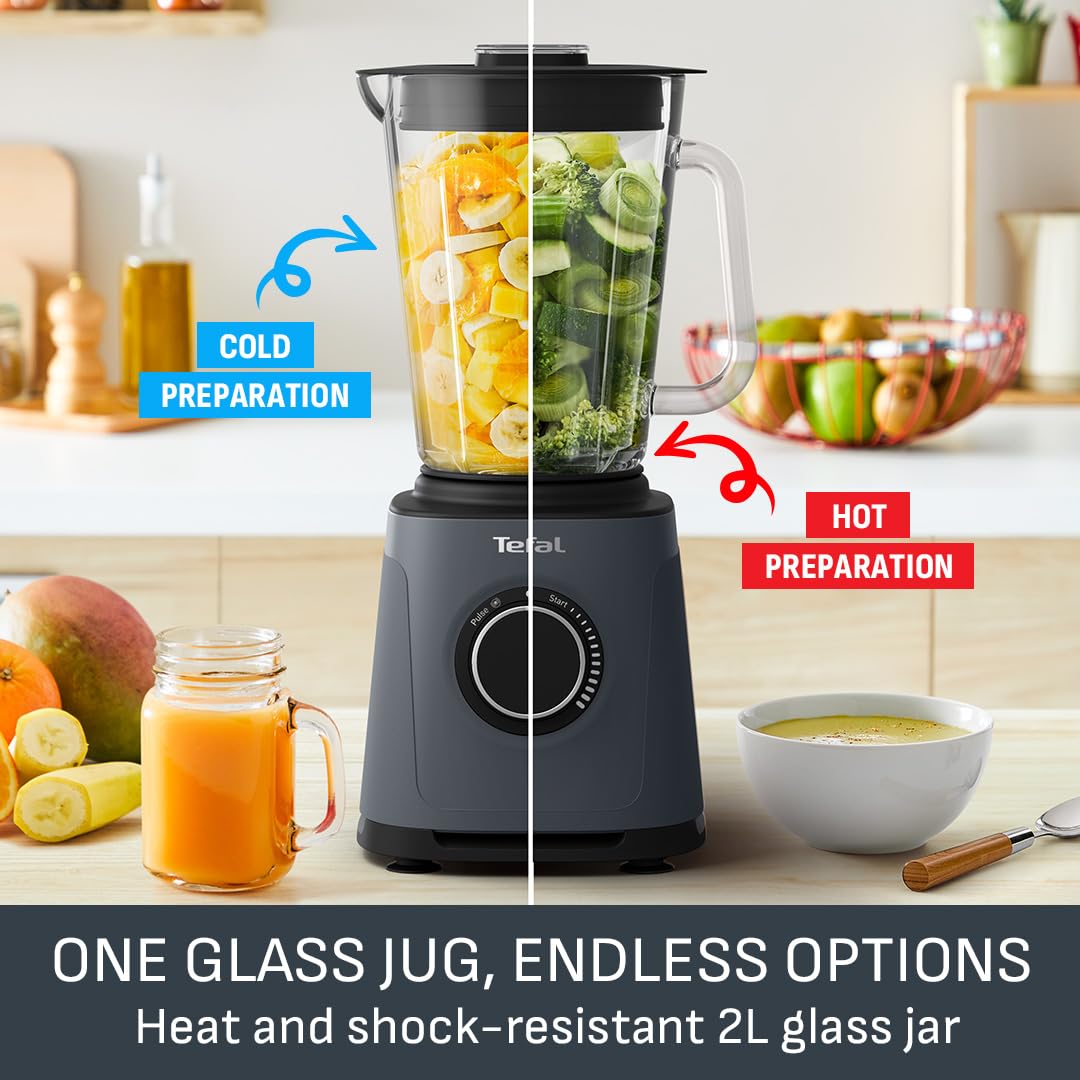 Tefal PerfectMix High-Speed Blender, 1200W, 2L Glass Jug, Powelix Technology, Removable Blades