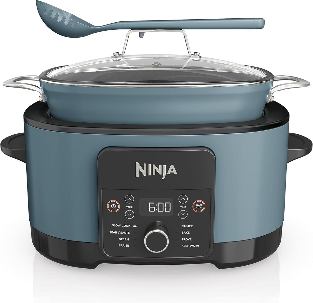 Ninja Foodi PossibleCooker, 8-in-1 Slow Cooker with Removable Non-Stick Pot, Steaming Rack, 8L, Sea Salt Grey