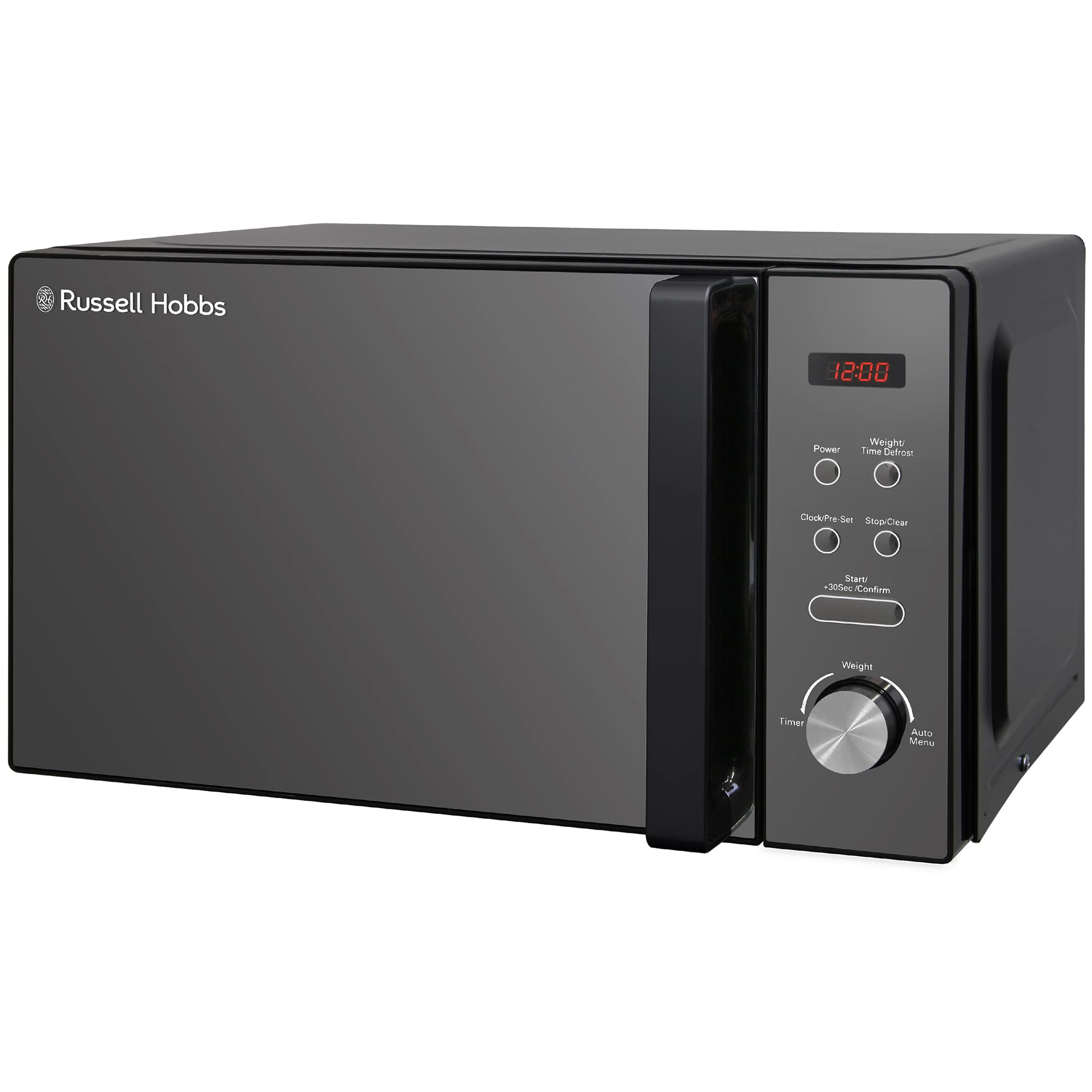 Russell Hobbs RHM2076B 20 Litre 800 W Black Digital Solo Microwave with 5 Power Levels, Easy Clean