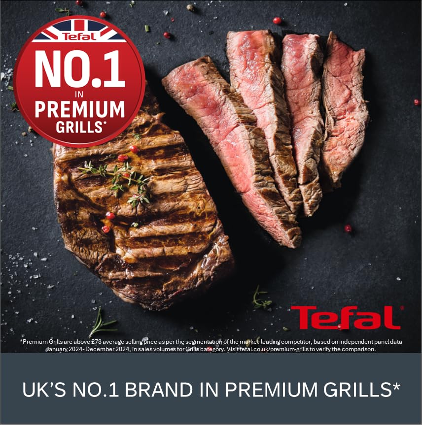 Tefal GC722D40 Optigrill Plus X-Large Grill with 9 Automatic Settings and Cooking Sensor, Xl