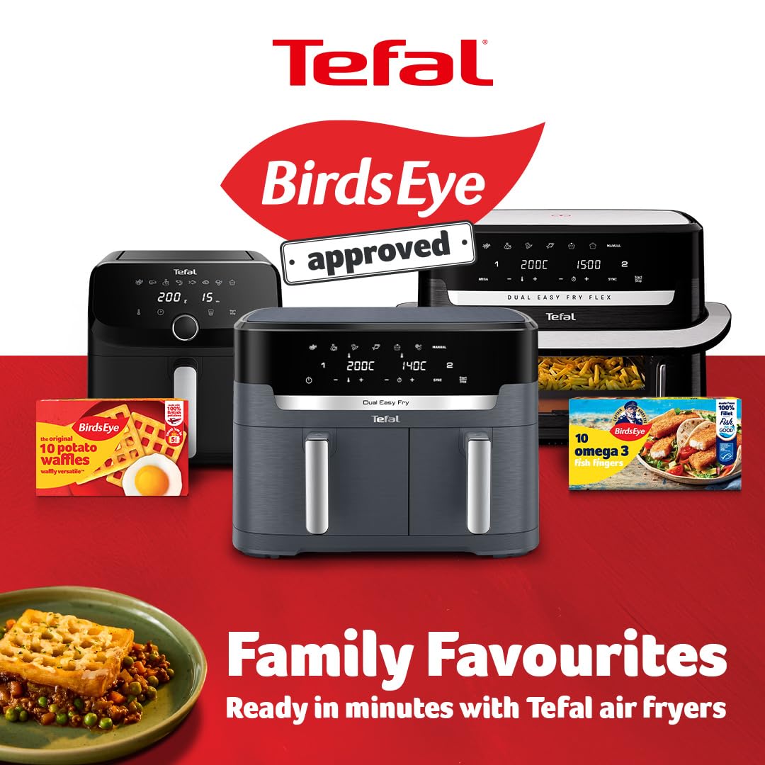 Tefal Easy Fry Dual Zone Digital Air Fryer, 2 Drawers, 8.3L, 8in1, Air Fry, Extra Crisp, Roast, Bake, Reheat, Grey