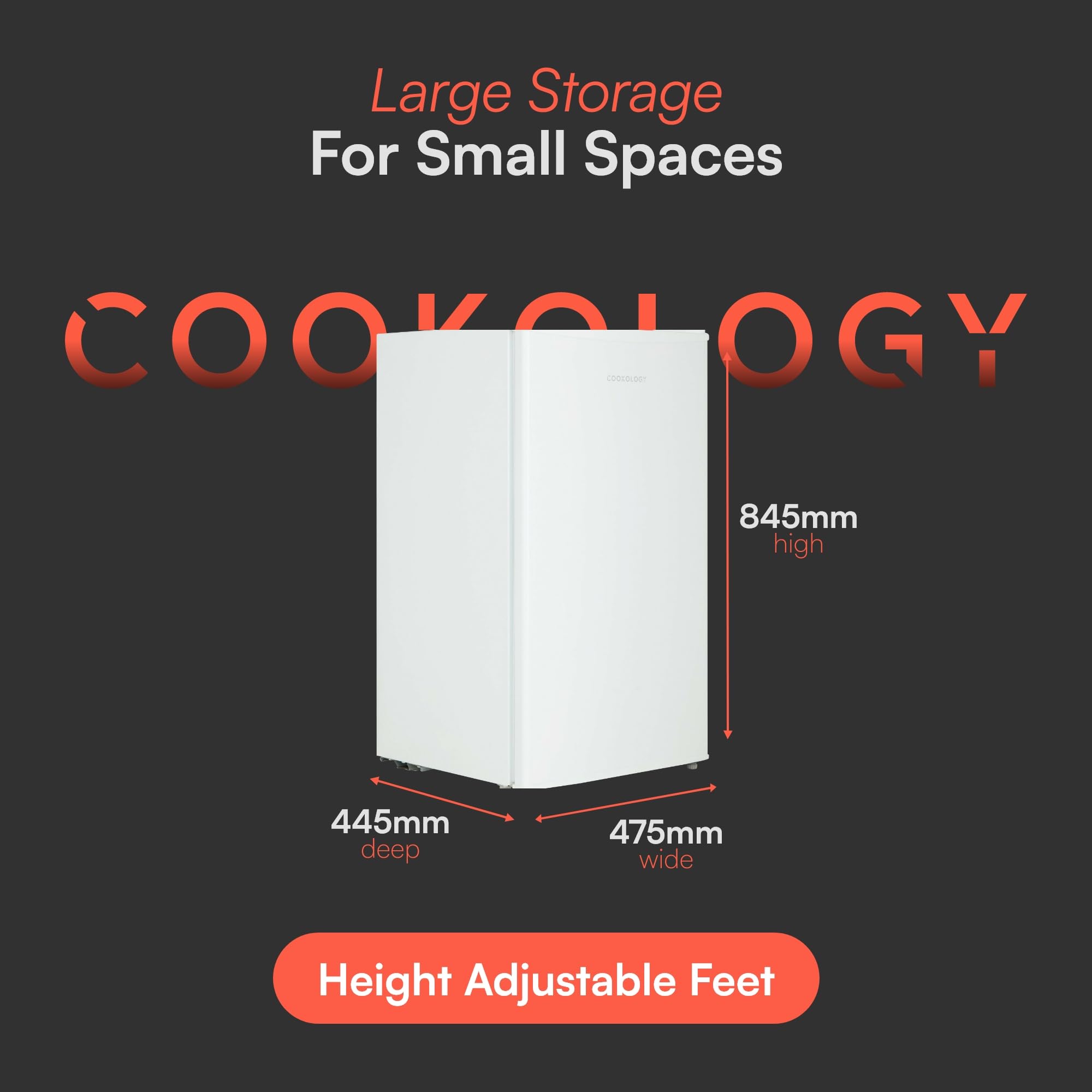 Cookology UCFZ60WH Freestanding Under Counter Freezer in White - 60 Litre Capacity -