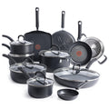 Tefal E765SH Ultimate Hard Anodized 17 Piece Cookware Set, Aluminum, Black