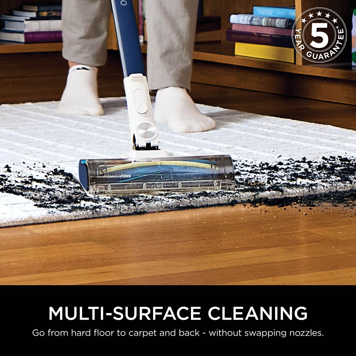 Shark PowerPro Cordless Stick Vacuum Cleaner, Lightweight, Floor Detect Technology, Navy Metallic