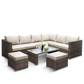 KEPLIN 9pc Corner Rattan Garden Furniture Set – Corner Garden Furniture Patio Set for Lawn