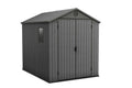 Keter Darwin Outdoor Apex Double Door Garden Storage Shed 6 x 8ft Grey Evotech+ Wood Look and Feel