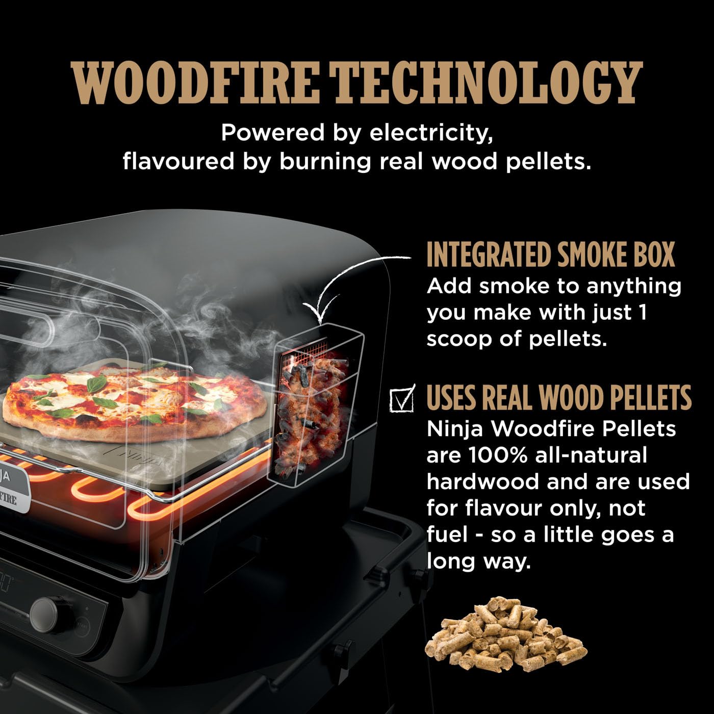 Ninja Woodfire Electric Outdoor Oven, 8-in-1 Pizza Oven, High-Heat Roaster & BBQ Smoker