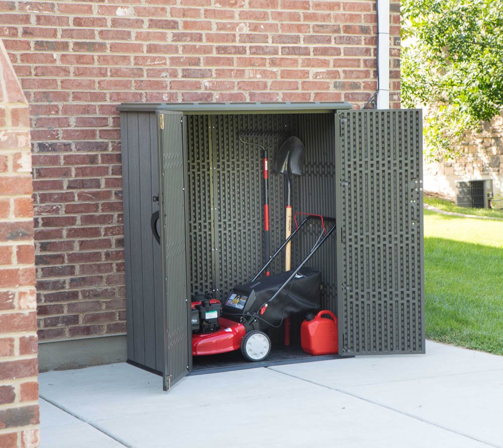 Lifetime 60209 Vertical Storage Shed (53 Cubic feet), Roof Brown, 74 x 142 x 174 cm