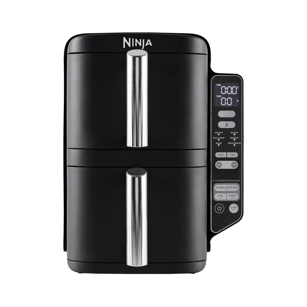 Ninja Double Stack Air Fryer, Vertical Dual Drawer Air Fryer with 4 cooking levels, 2 Drawers and 2 Racks, Black 