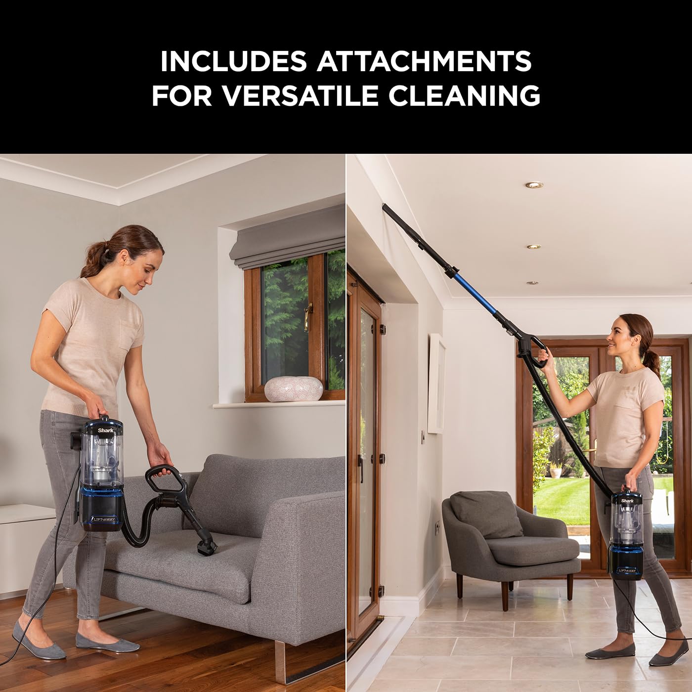 Shark Corded Upright Vacuum Cleaner 1.1L with Lift-Away Technology, LED Headlights, Anti-Allergen,Black