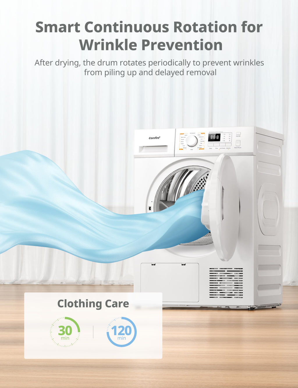 COMFEE' Freestanding Heat Pump Tumble Dryer,8kg Front Load, A+ Class, 16 Programmes