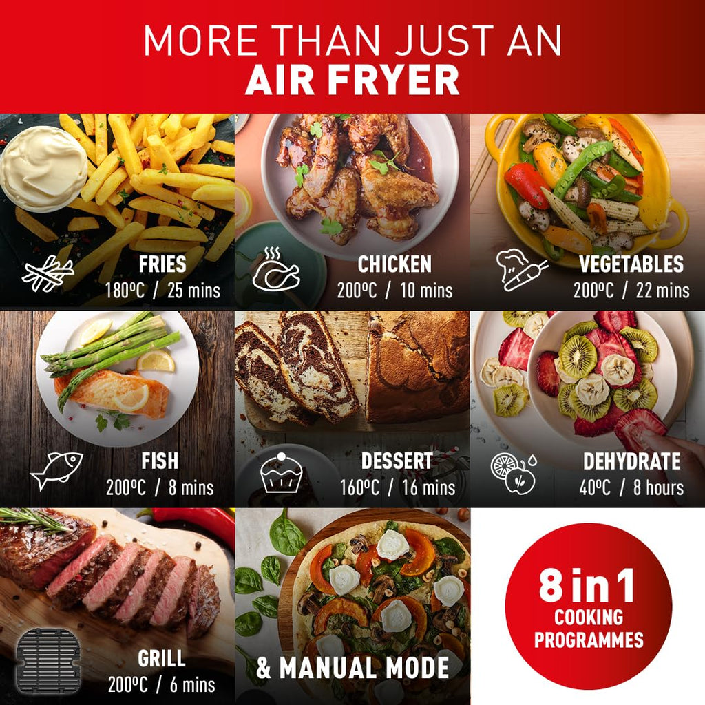 Tefal Easy Fry Dual Zone Digital Air Fryer, 2 Drawers, 8.3L, 8in1, Air Fry, Extra Crisp, Roast, Bake, Reheat, Grey