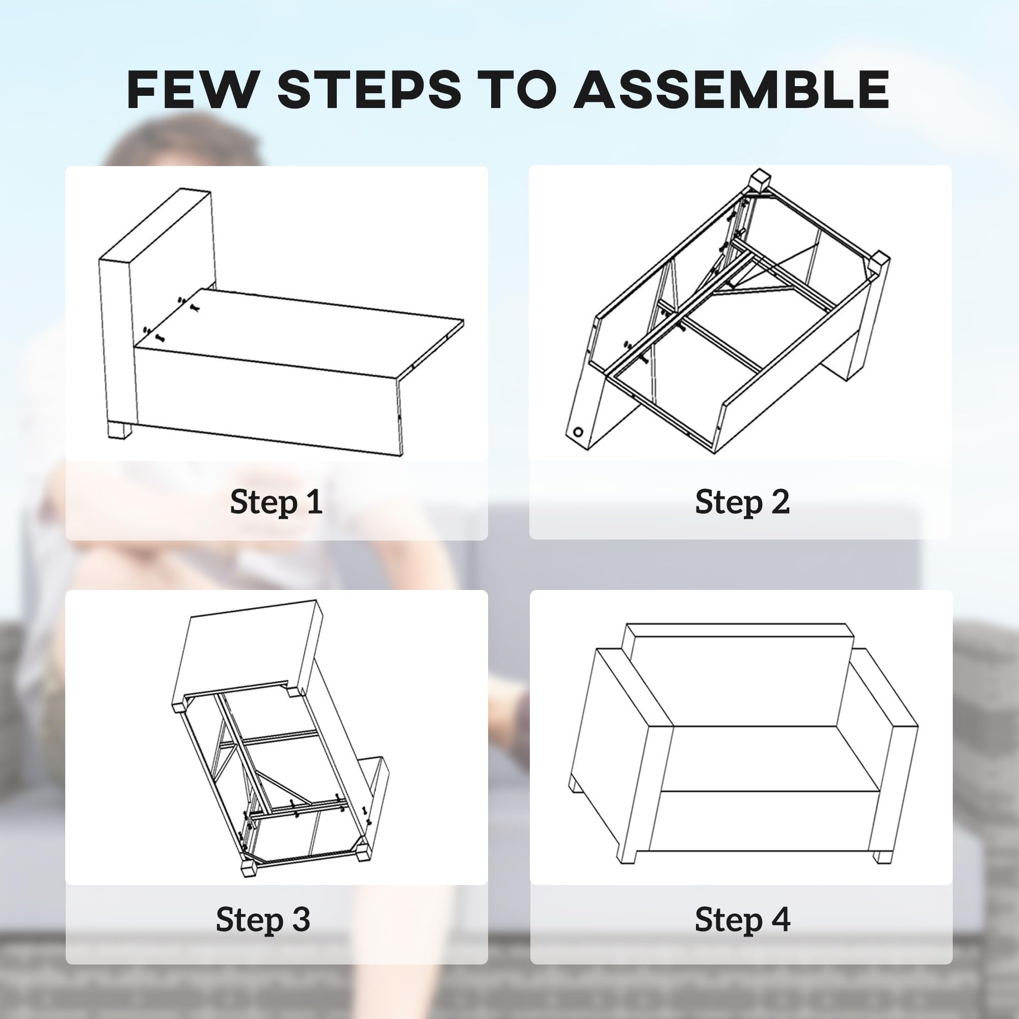 Outsunny Rattan Sofa, 2 Seater Garden Furniture with Soft Padded Cushion and Armrests