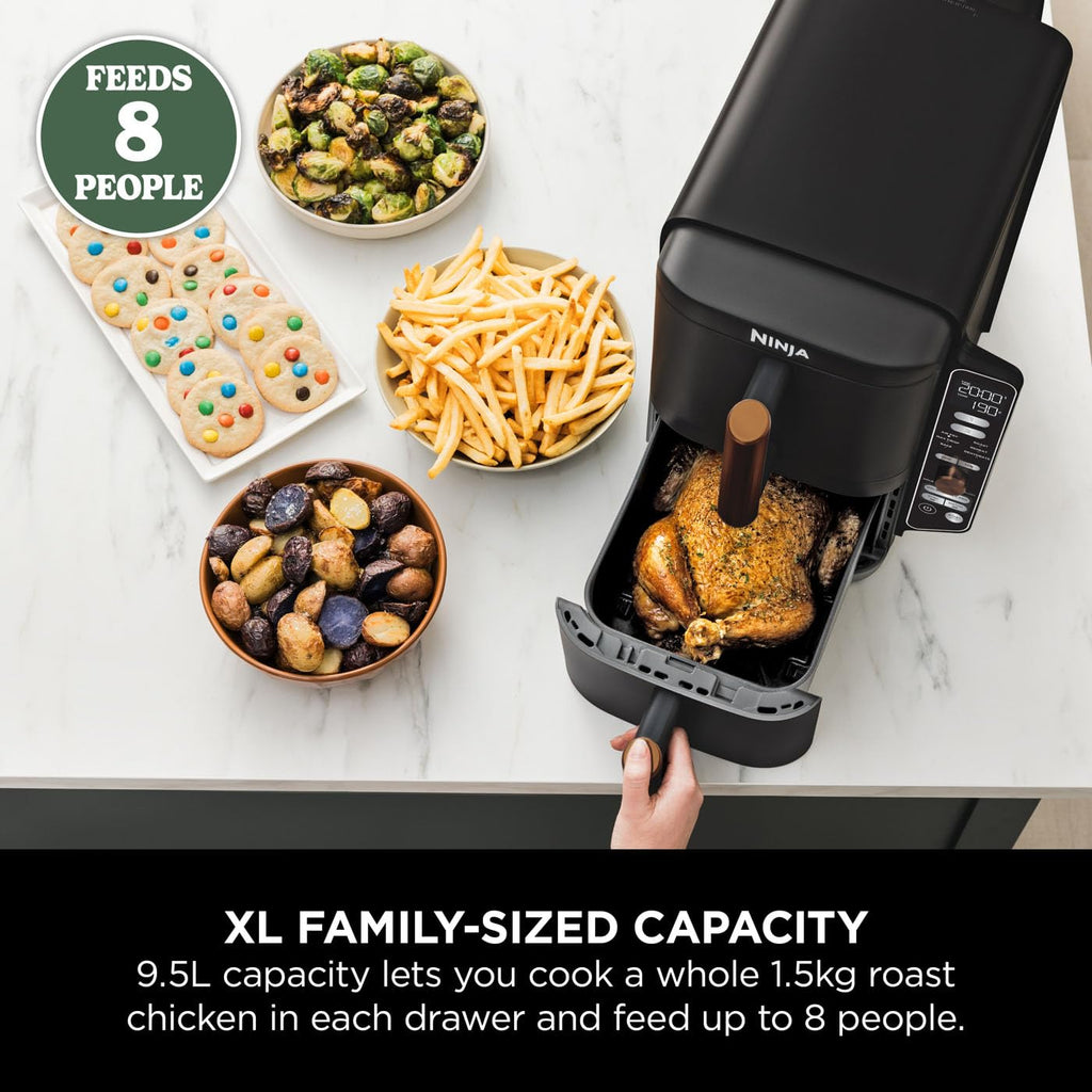 Ninja Double Stack XL Air Fryer, Vertical Dual Drawer Air Fryer with 4 cooking levels, Copper Black