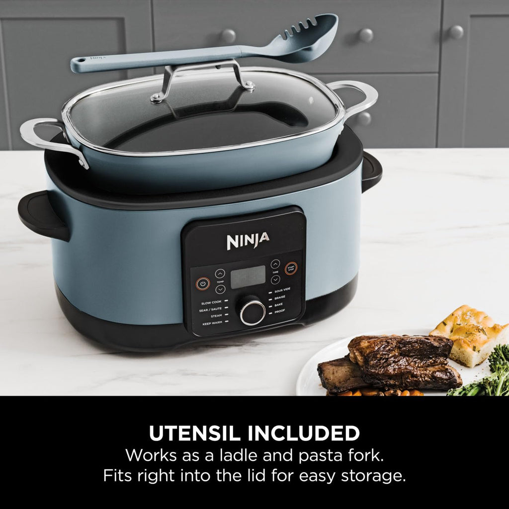 Ninja Foodi PossibleCooker, 8-in-1 Slow Cooker with Removable Non-Stick Pot, Steaming Rack, 8L, Sea Salt Grey