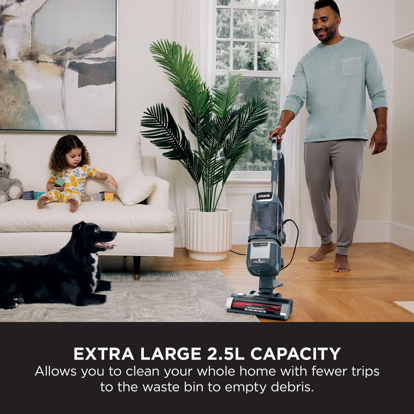 Shark Anti Hair Wrap Plus Upright Corded Pet Vacuum, 2.5L, Powered Lift-Away, Anti-Allergen Seal,Smoky Grey,