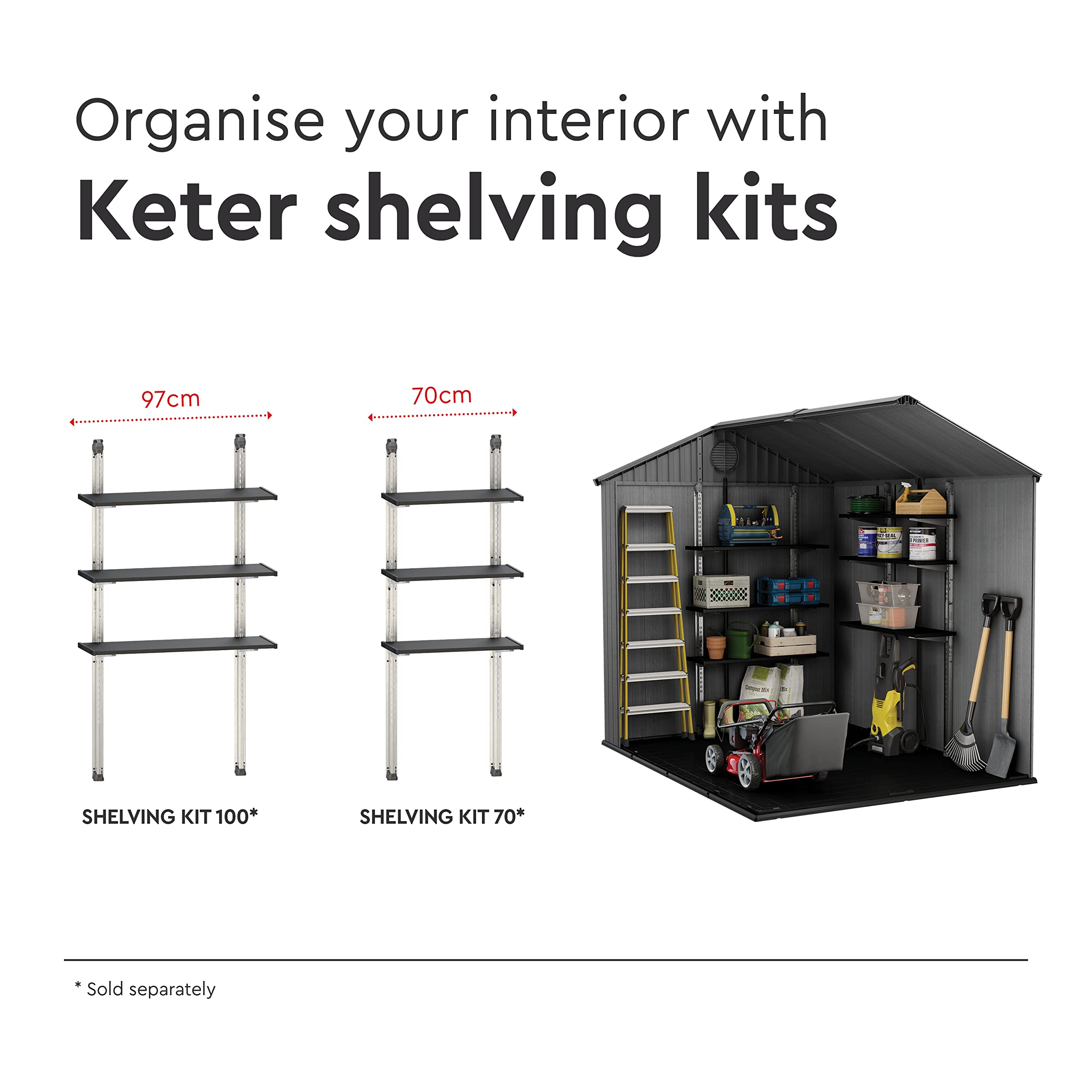 Keter Darwin Outdoor Apex Double Door Garden Storage Shed 6 x 8ft Grey Evotech+ Wood Look and Feel