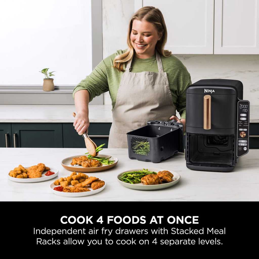 Ninja Double Stack XL Air Fryer, Vertical Dual Drawer Air Fryer with 4 cooking levels, Copper Black