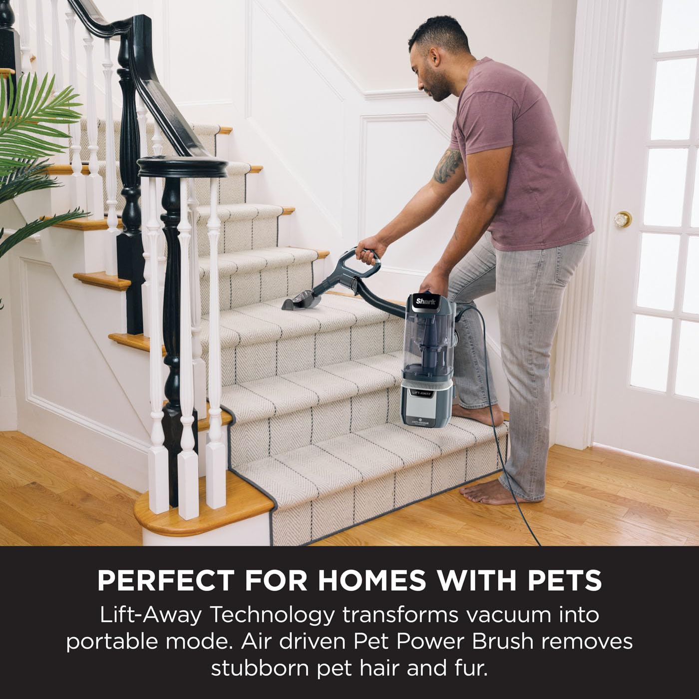 Shark Anti Hair Wrap Plus Upright Corded Pet Vacuum, 2.5L, Powered Lift-Away, Anti-Allergen Seal,Smoky Grey,