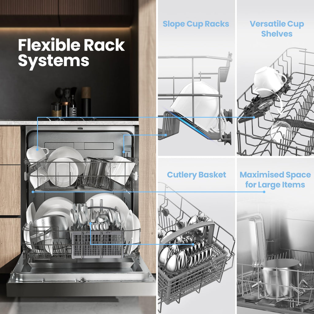 COMFEE' Freestanding Dishwasher CDWPF1201PB-UK 60cm Width, Full Size Dishwasher