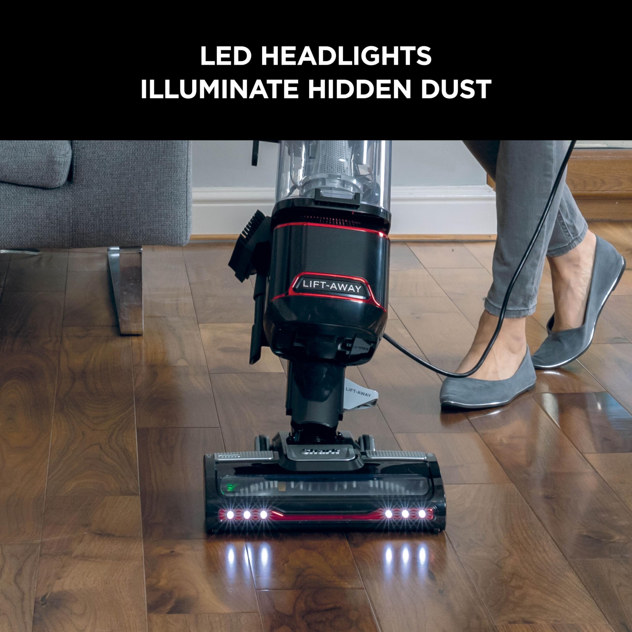 Shark Corded Upright Vacuum Cleaner 1.1L with Lift-Away Technology, Pet Model, LED Headlights,Black